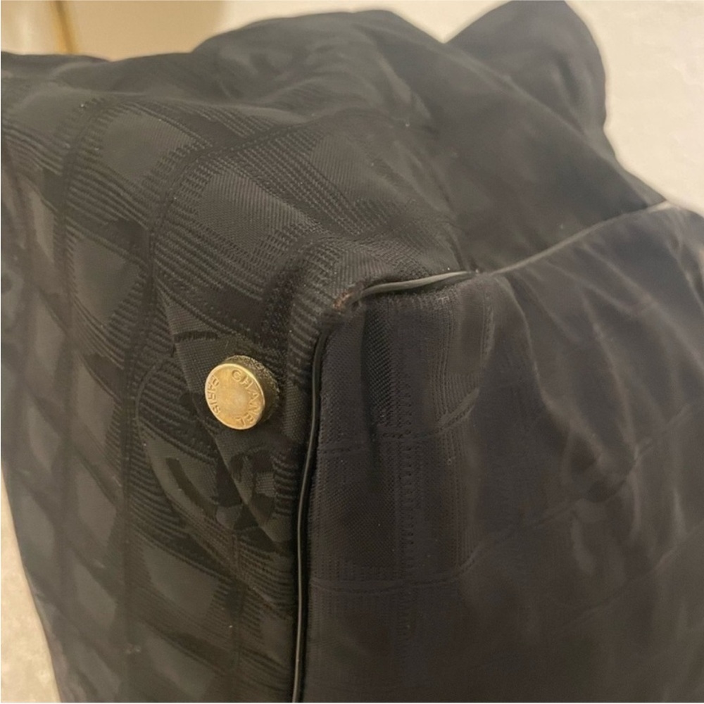 CHANEL Travel Line Tote PM Black Nylon Jacquard CC Logo - Picture 13 of 14